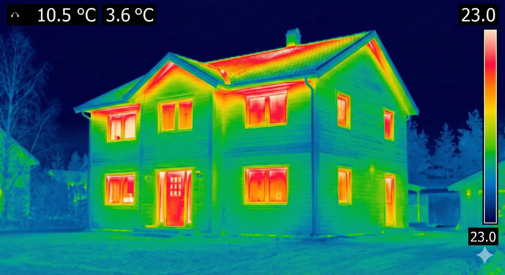 Thermografische Gebäudeansicht ohne Personen